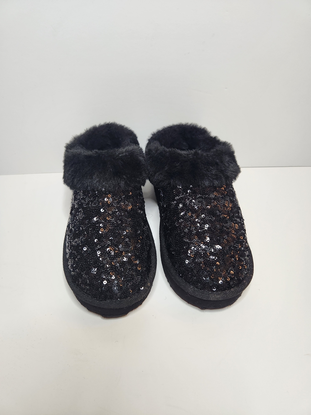 Children's Place Kids Black Sequin Faux-Fur Mules